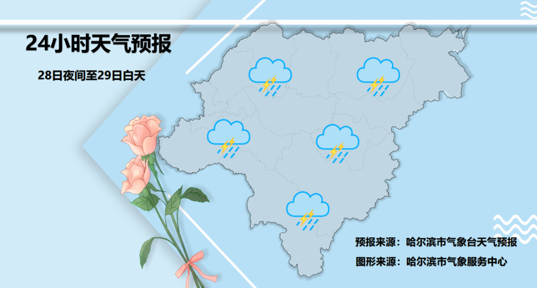 24小时天气预报（28日夜间至29日白天）